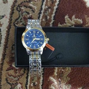 New LadiesGold and Silver Watch with Blue Dial